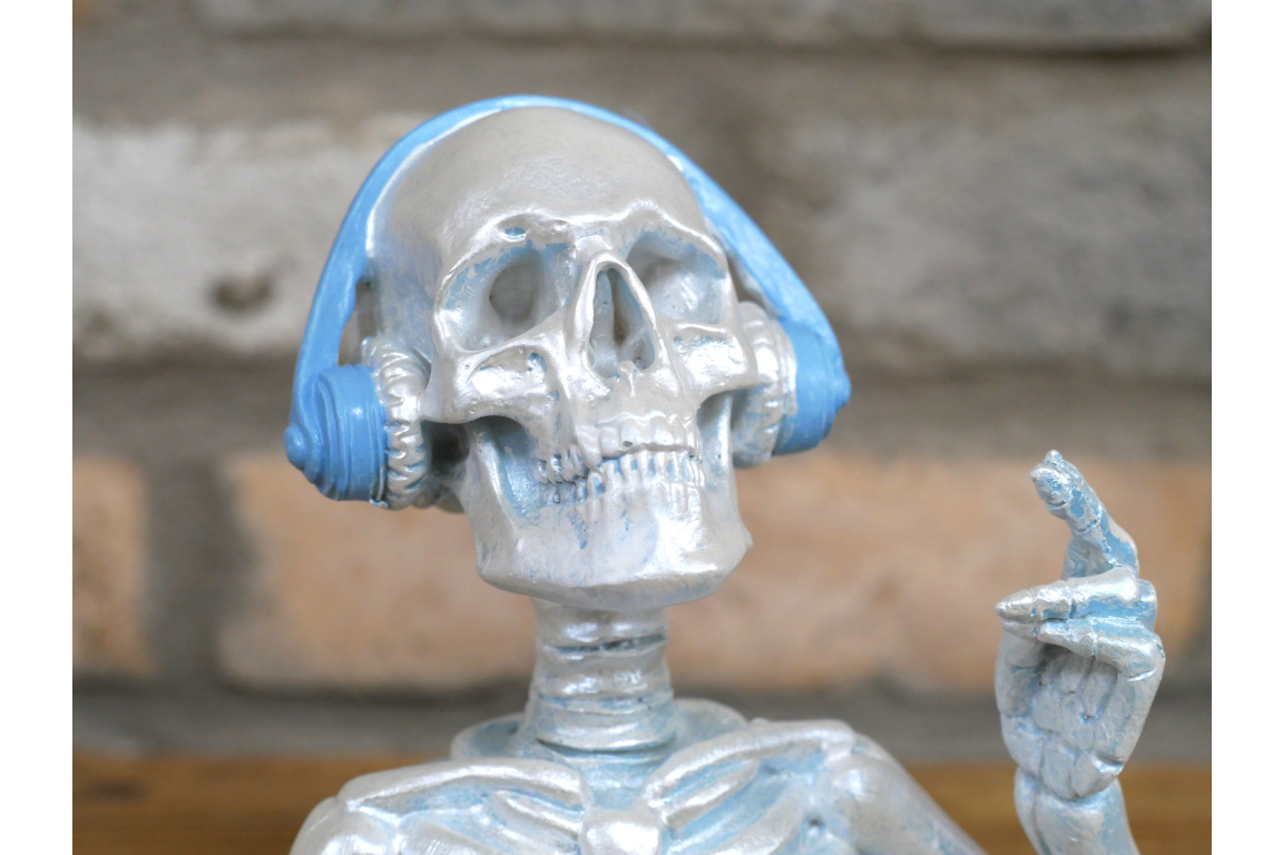 Skeleton with Headphones - Blue