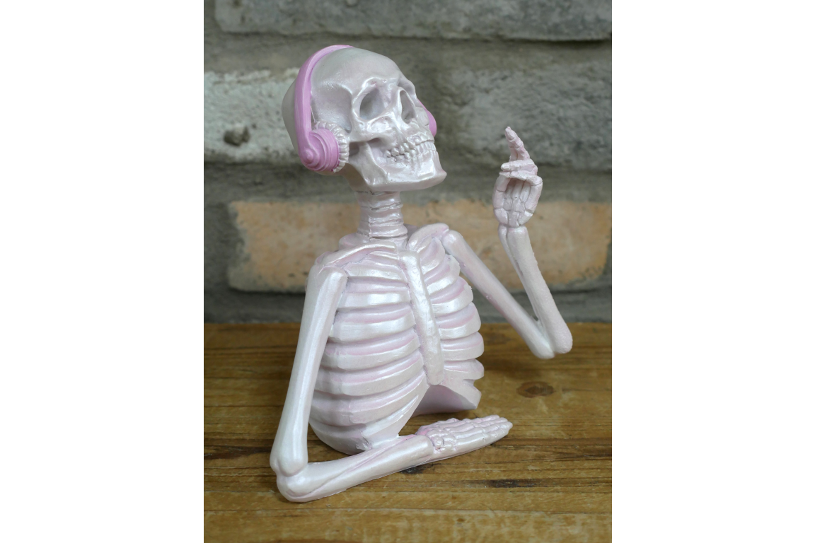 Skeleton with Headphones - Pink
