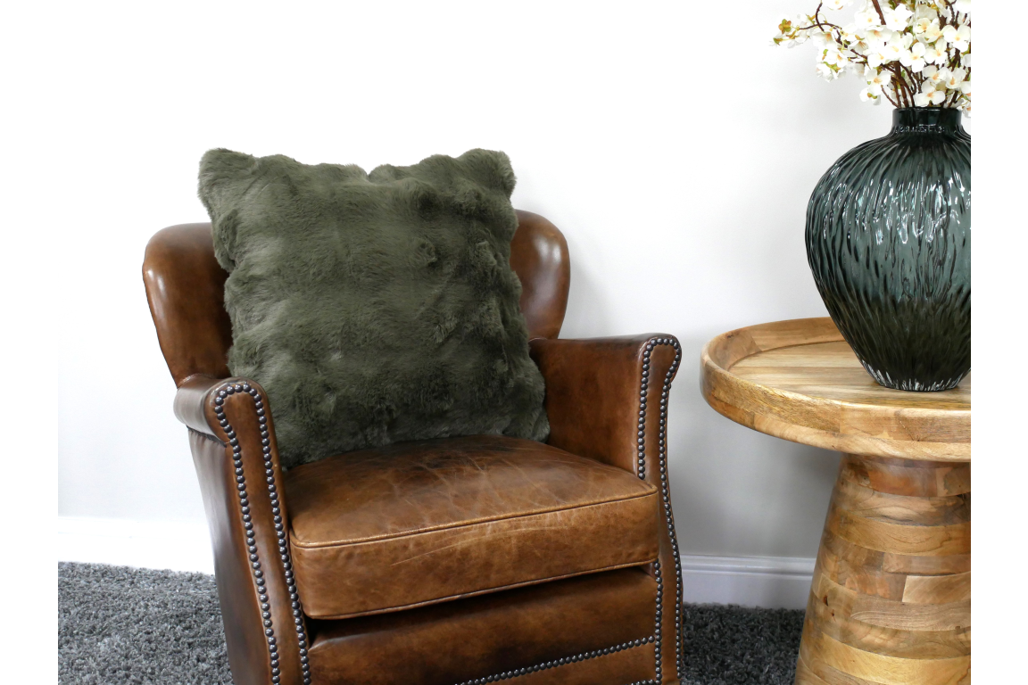 Green Fur Cushion