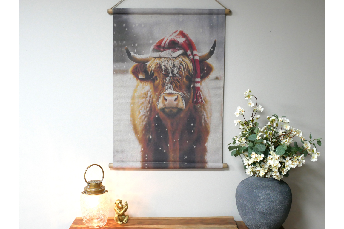 Winter Highland Cow
