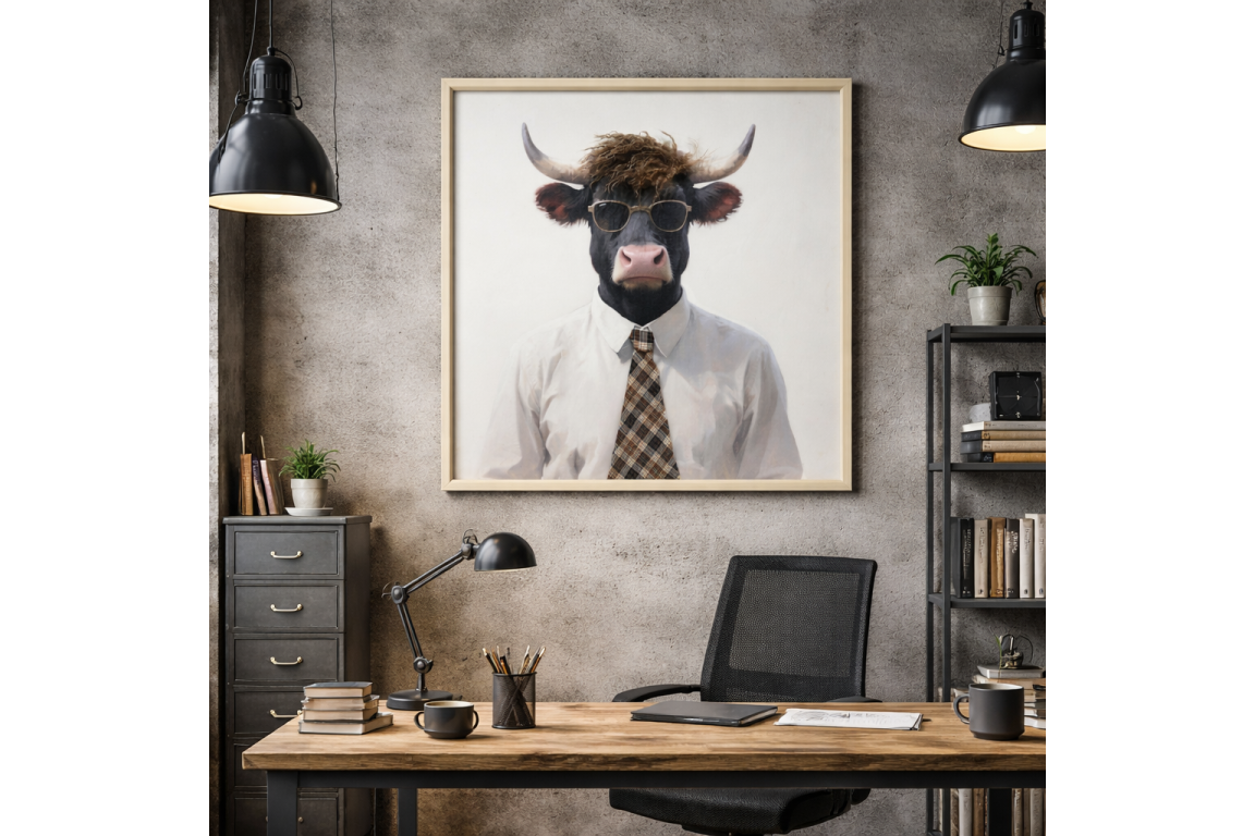 Bull in a Shirt & Tie
