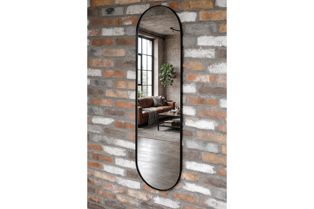 Small Black Oval Mirror