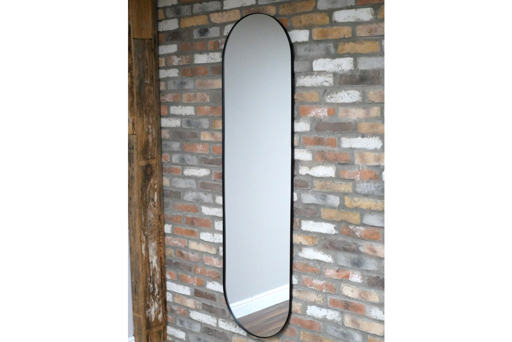 Large Black Oval Mirror