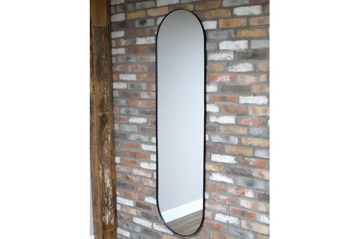 Large Black Oval Mirror