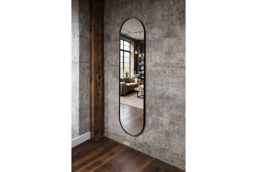 Large Black Oval Mirror