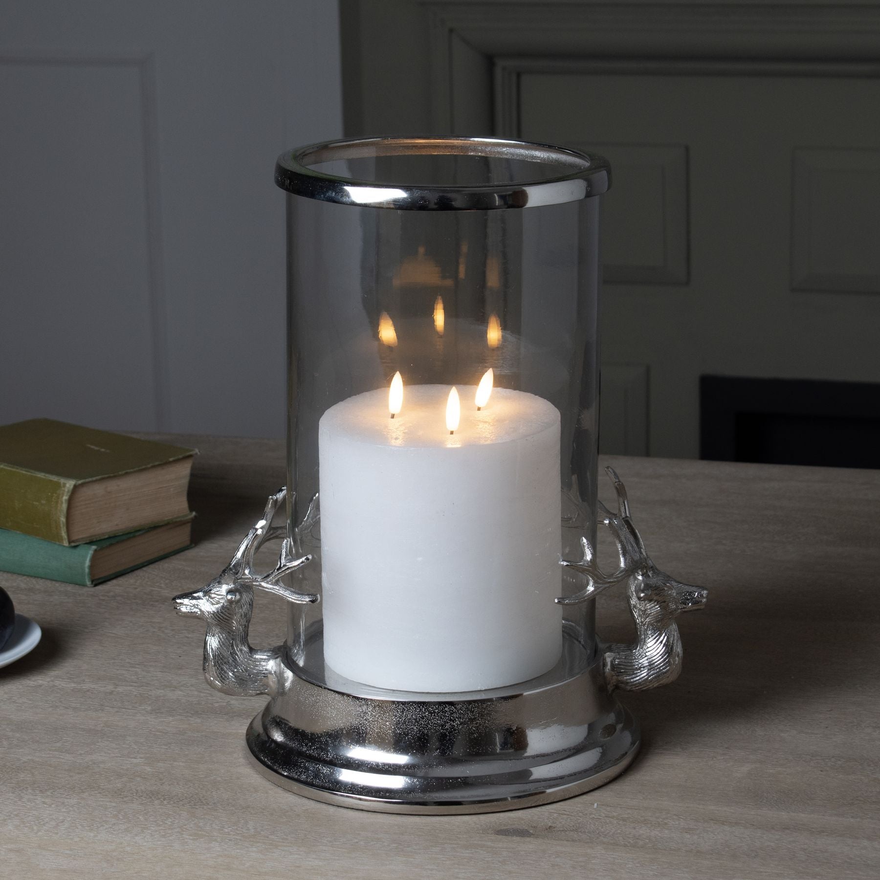 Stag Heads Hurricane Lantern