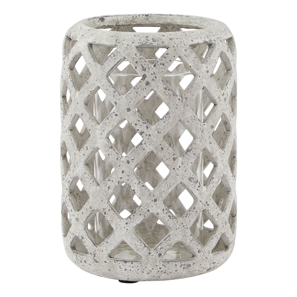 Stone Effect Hurricane Lantern