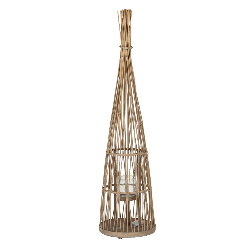 Conical Wicker Lantern with LED Lights
