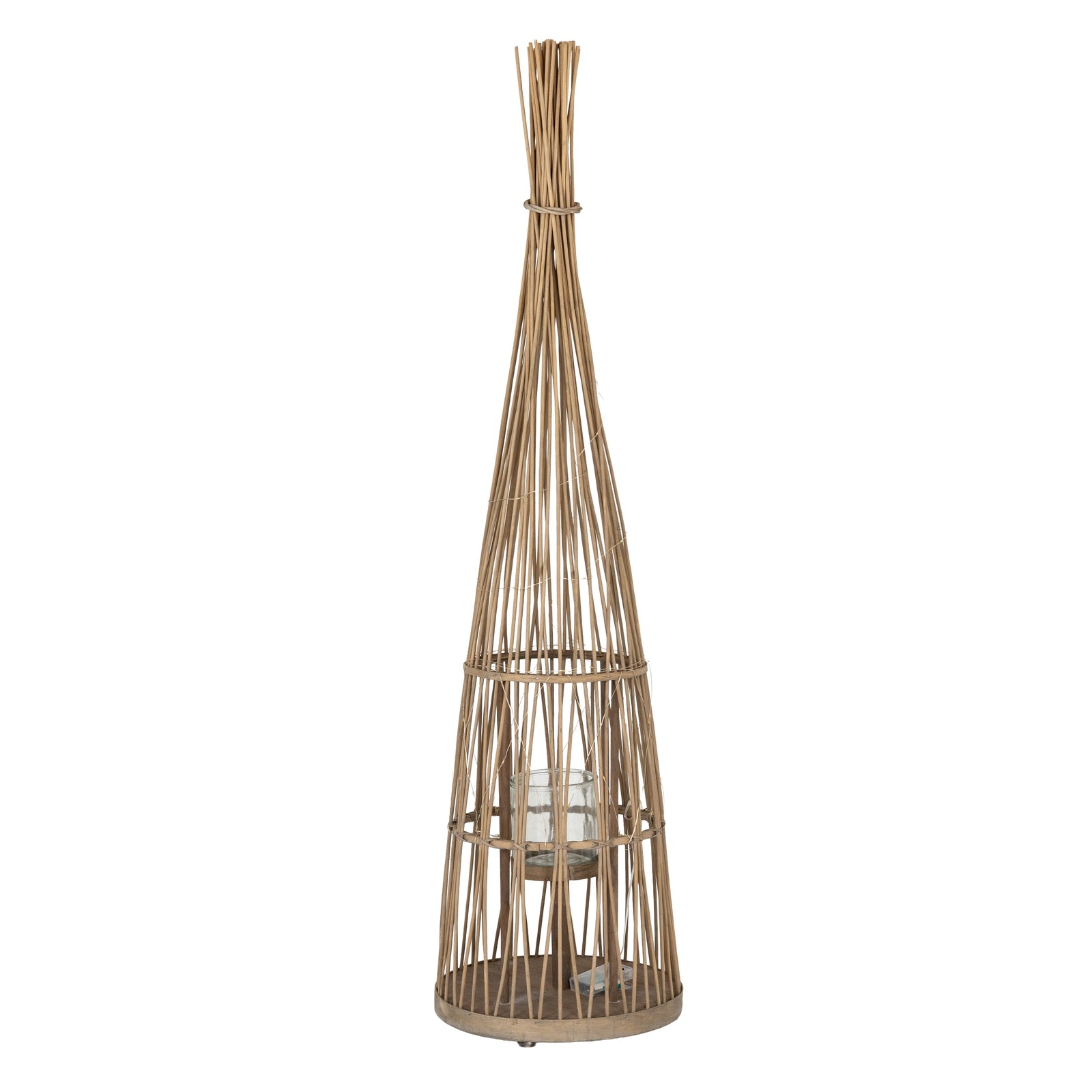 Conical Wicker Lantern with LED Lights
