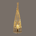 Conical Wicker Lantern with LED Lights