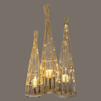 Conical Wicker Lantern with LED Lights