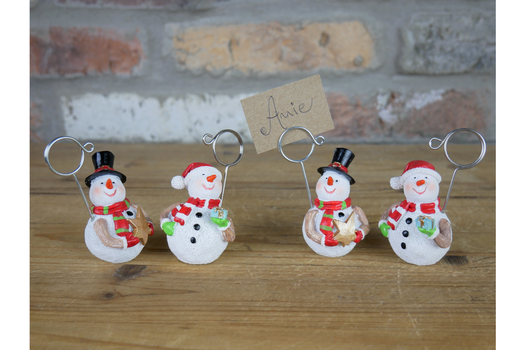 Set of Four Snowman Name Card Holders