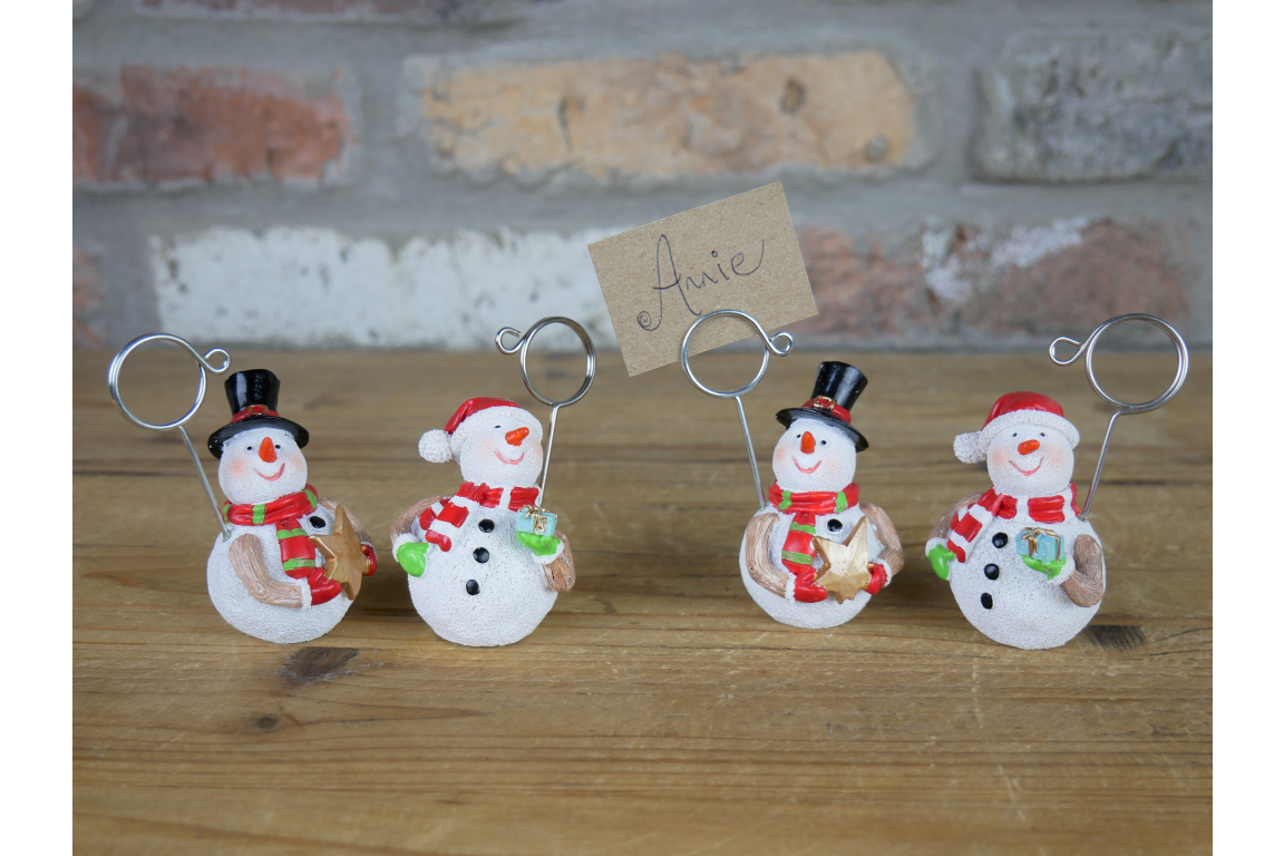 Set of Four Snowman Name Card Holders