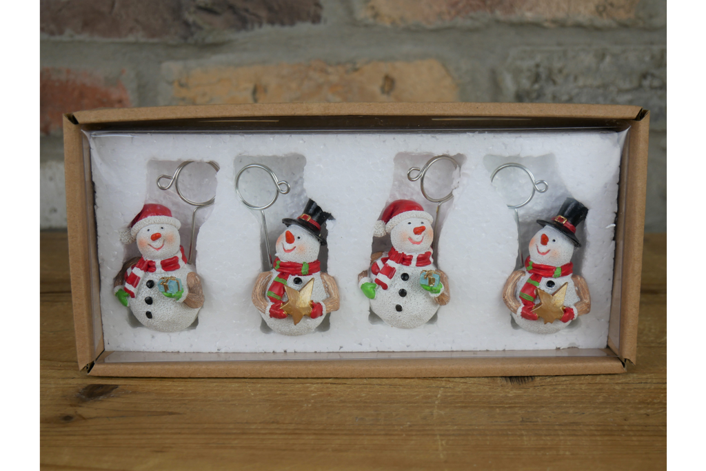 Set of Four Snowman Name Card Holders