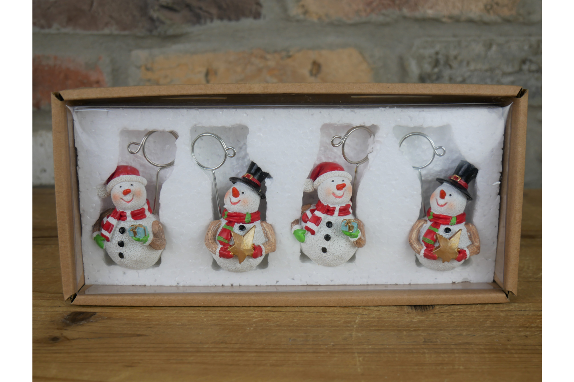 Set of Four Snowman Name Card Holders