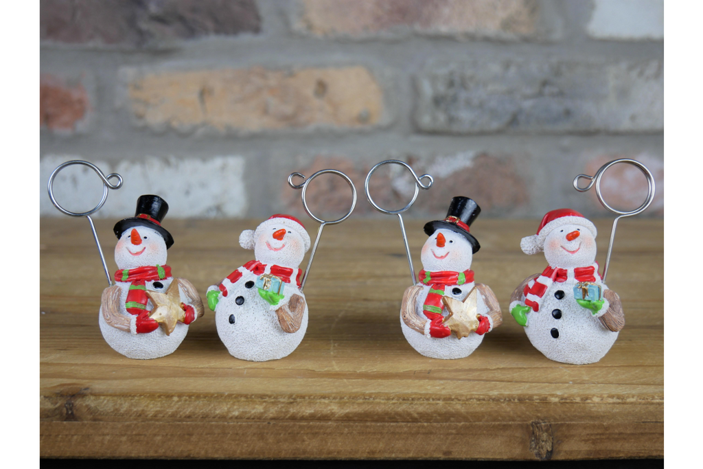 Set of Four Snowman Name Card Holders