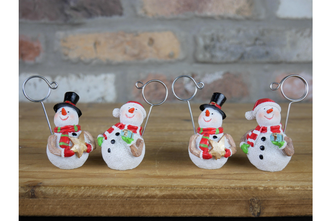 Set of Four Snowman Name Card Holders