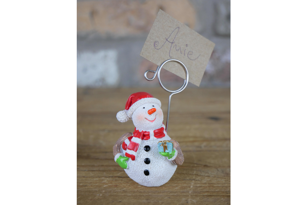 Set of Four Snowman Name Card Holders
