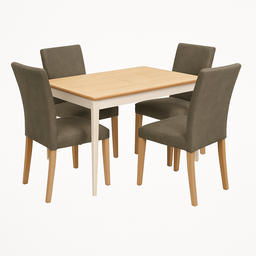 Capri Dining Table & 4 Taupe Dining Chairs
