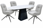 Cairn Motion Dining Table & 4 Light Grey Chairs