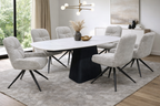 Cairn Motion Dining Table & 6 Light Grey Chairs