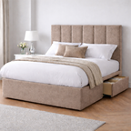 Chenille Bed with Headboard, Mattress & Drawer