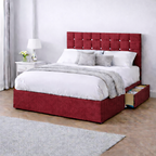 Chenille Bed with Headboard, Mattress & Drawer