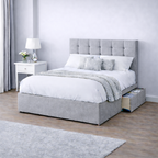 Chenille Bed with Headboard, Mattress & Drawer