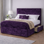 Crushed Velvet Bed with Headboard, Mattress & Drawer