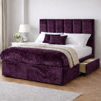 Crushed Velvet Bed with Headboard, Mattress & Drawer