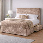 Crushed Velvet Bed with Headboard, Mattress & Drawer
