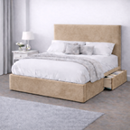 Plush Velvet Bed with Headboard, Mattress & Drawer