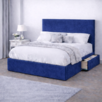 Plush Velvet Bed with Headboard, Mattress & Drawer