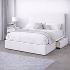 Plush Velvet Bed with Headboard, Mattress & Drawer