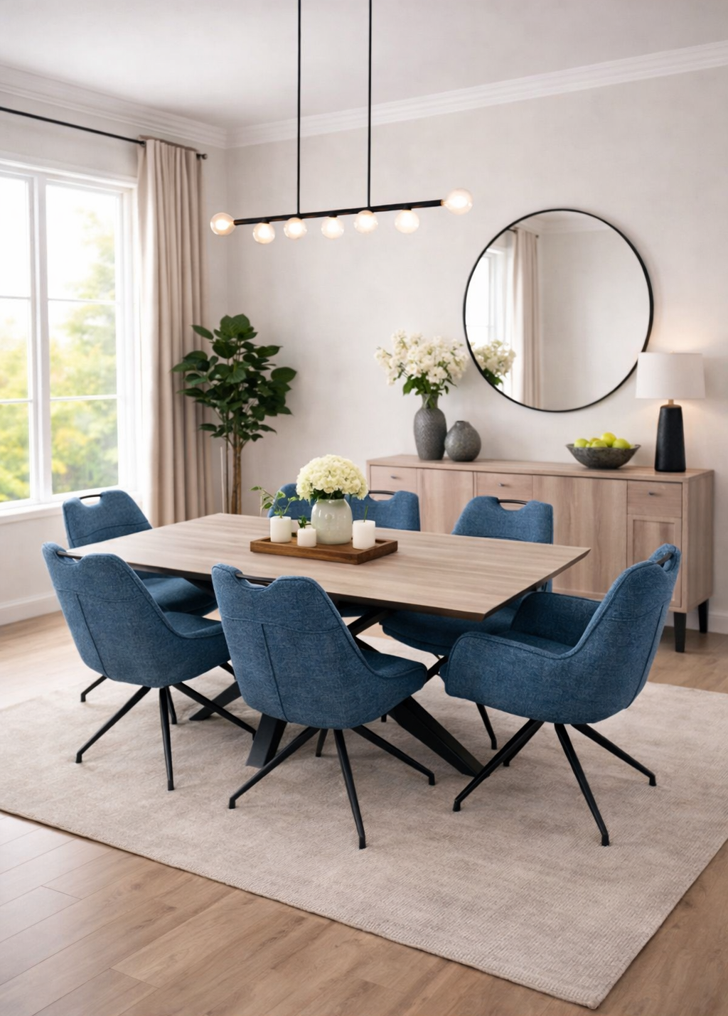 Delta Extending Dining Table & 6 Magnus Dining Chairs