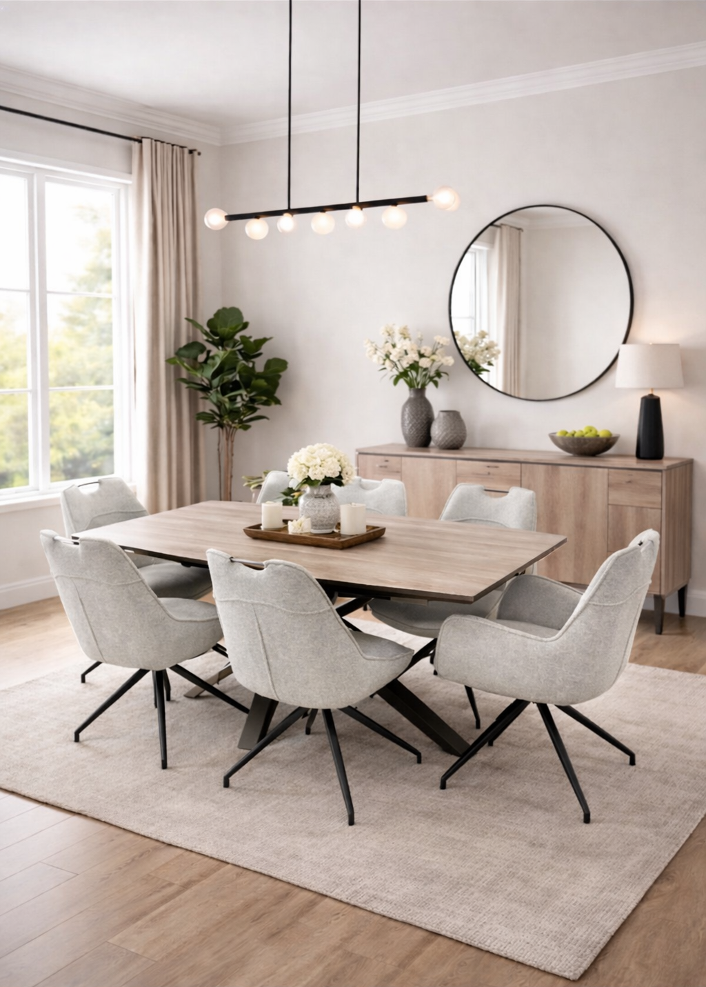 Delta Extending Dining Table & 6 Magnus Dining Chairs