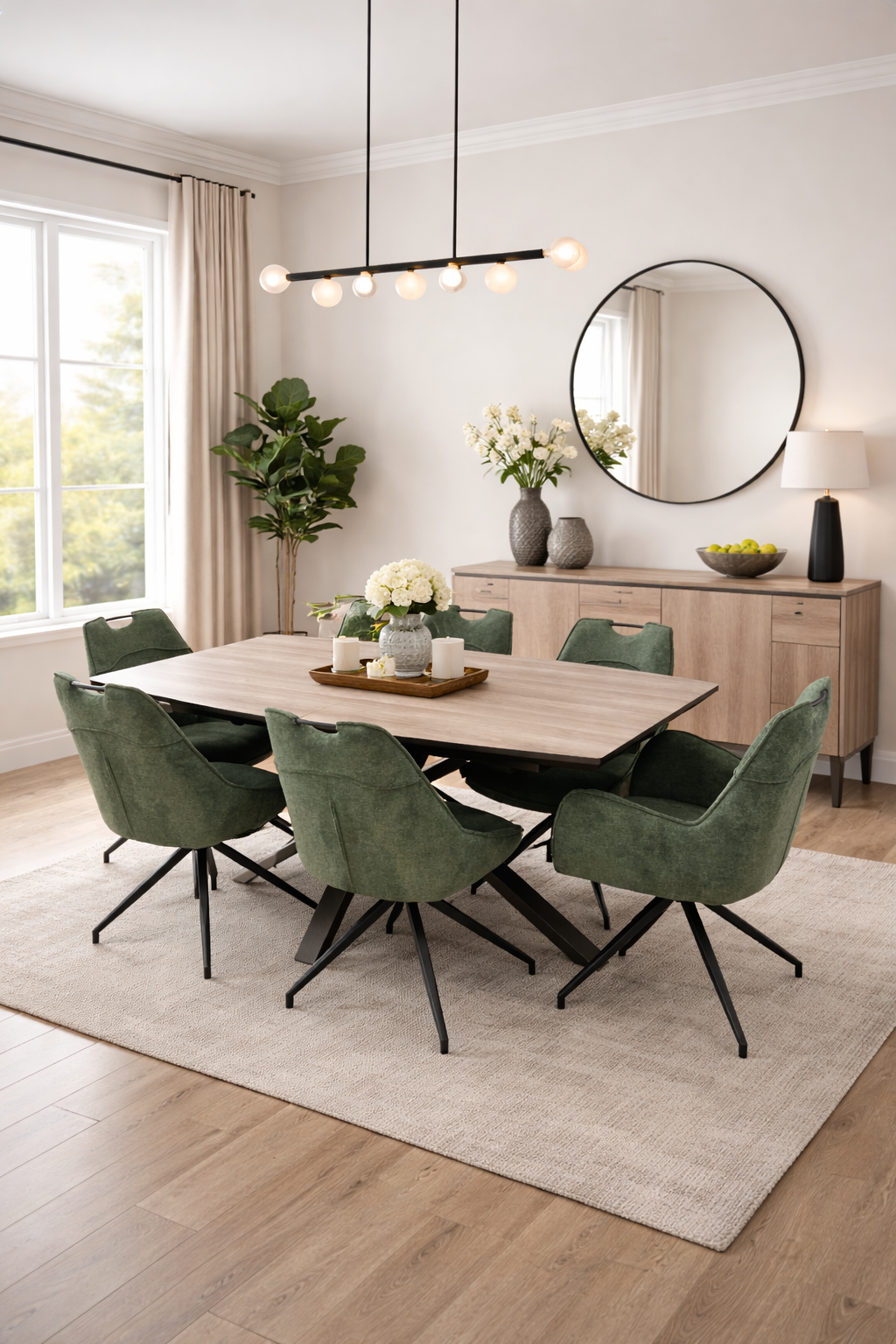 Delta Extending Dining Table & 6 Magnus Dining Chairs