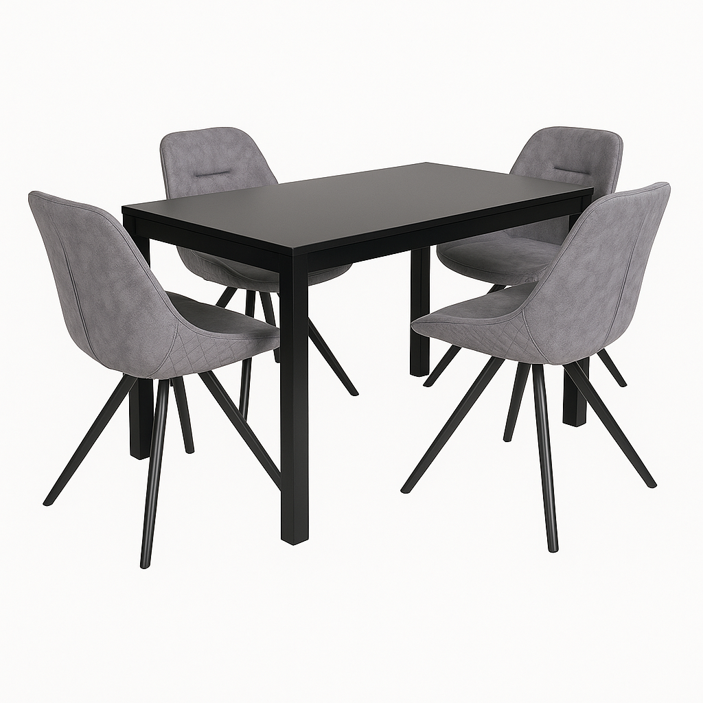 Phoenix Dining Table & 4 Grey Chairs