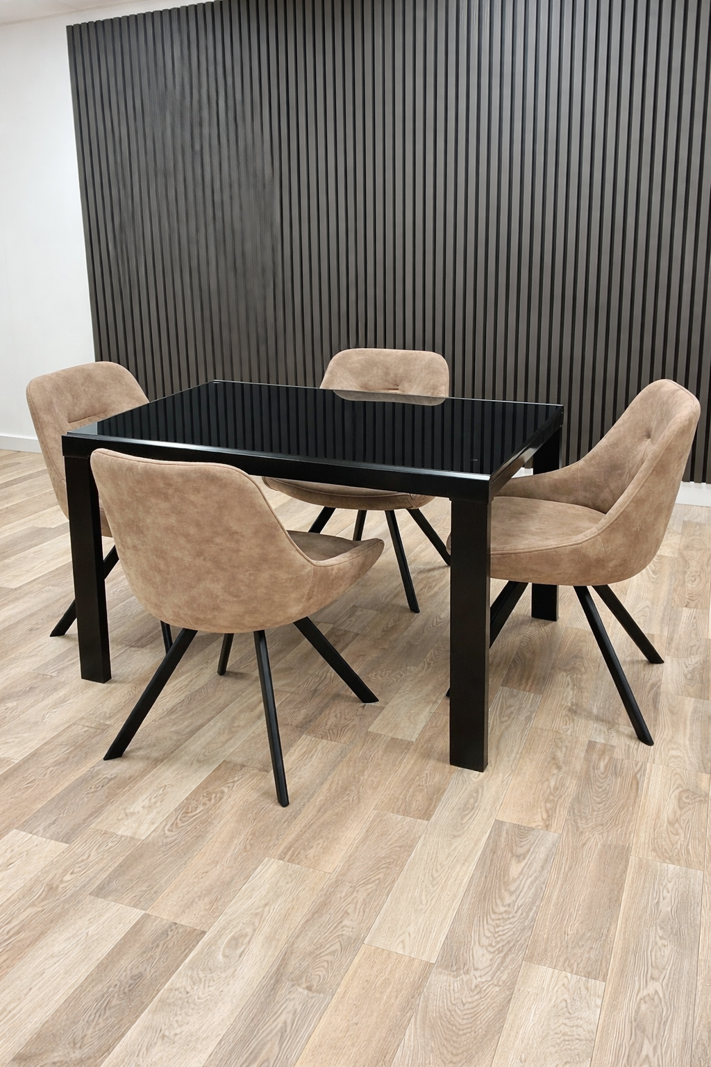 Phoenix Dining Table & 4 Taupe Chairs