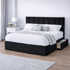 Chenille Bed with Headboard, Mattress & Drawer