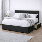 Chenille Bed with Headboard, Mattress & Drawer
