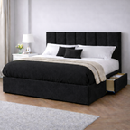 Chenille Bed with Headboard, Mattress & Drawer