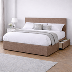 Chenille Bed with Headboard, Mattress & Drawer