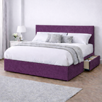 Chenille Bed with Headboard, Mattress & Drawer