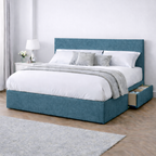 Chenille Bed with Headboard, Mattress & Drawer