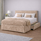 Crushed Velvet Bed with Headboard, Mattress & Drawer