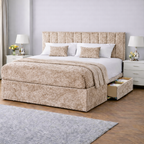 Crushed Velvet Bed with Headboard, Mattress & Drawer