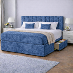 Crushed Velvet Bed with Headboard, Mattress & Drawer
