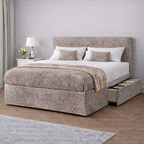 Crushed Velvet Bed with Headboard, Mattress & Drawer