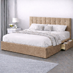 Plush Velvet Bed with Headboard, Mattress & Drawer